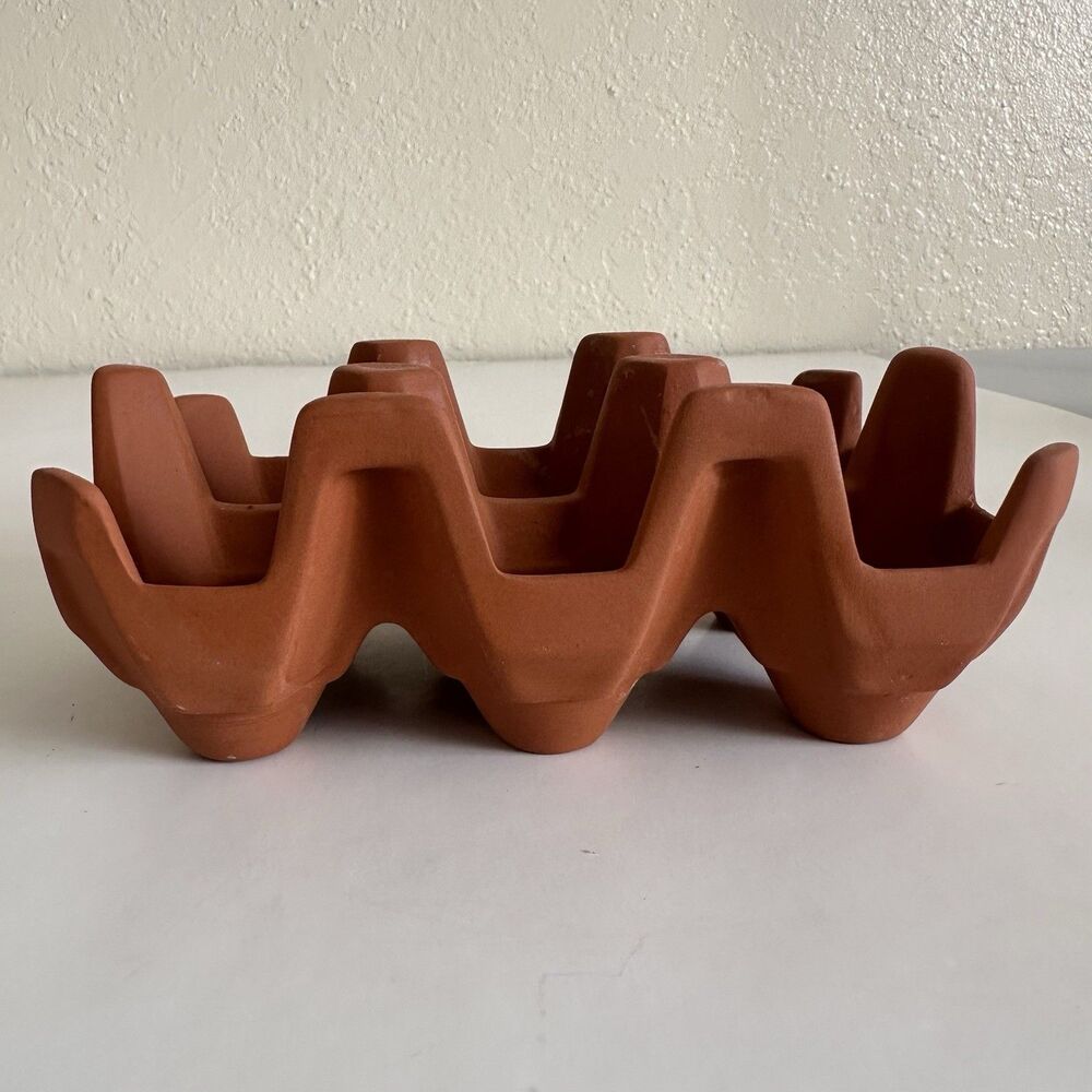 Terracota Egg Holder Rack 6 Egg Storage Tray Farmhouse Kitchen Organizer